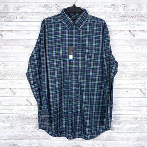 Leo Chevalier Mens Dress Shirt L Blue Plaid 988